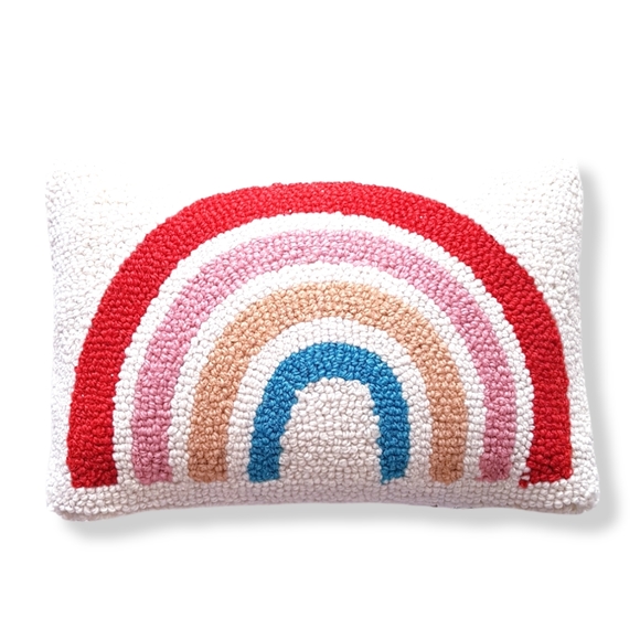 Other - RAINBOW Wool Hooked Accent Pillow